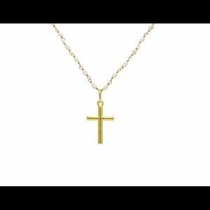 Savvy Cie Cross Pendant with Pearl Beads